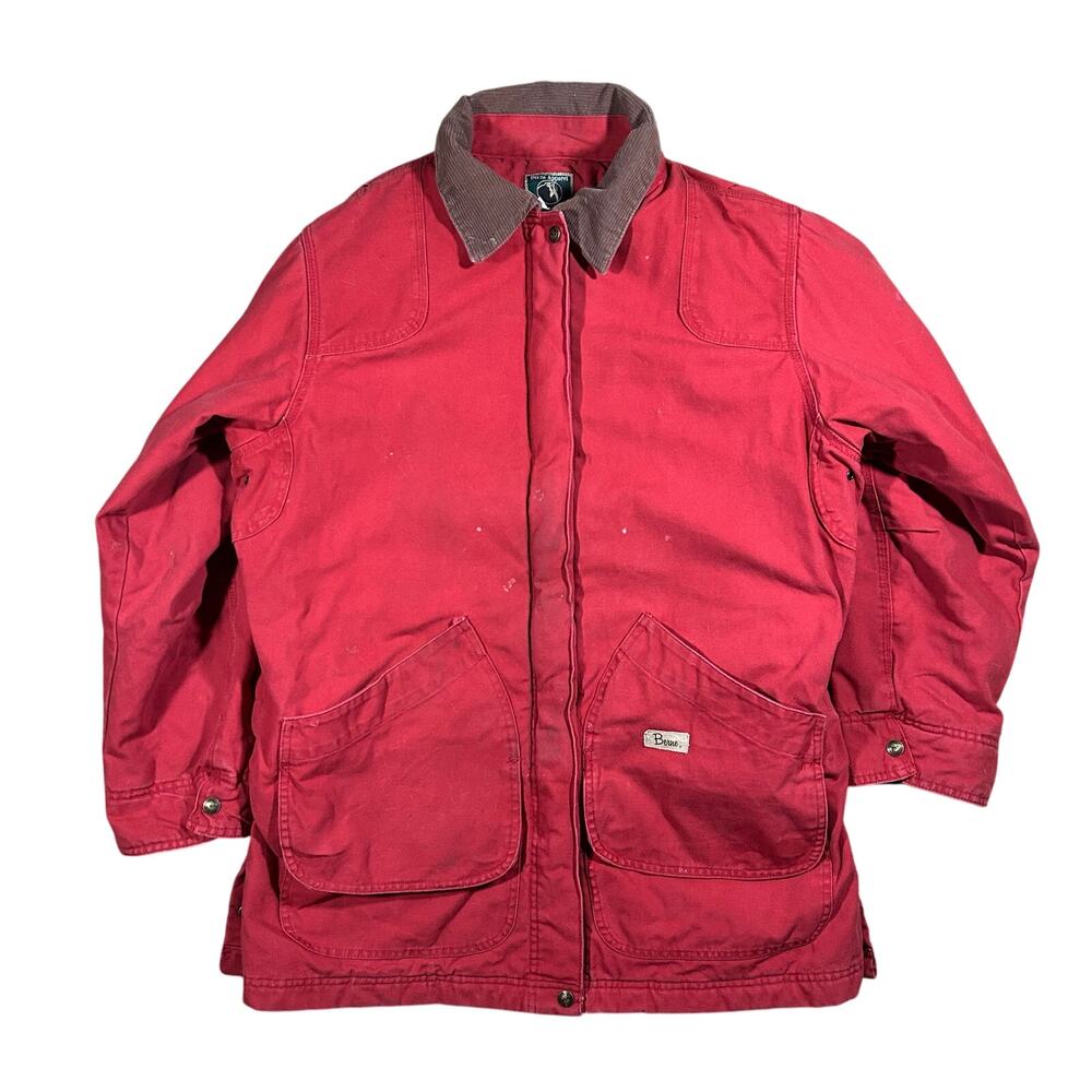 Vintage Bernie’s Red Canvas Flannel Lined Chore Work Jacket Women’s